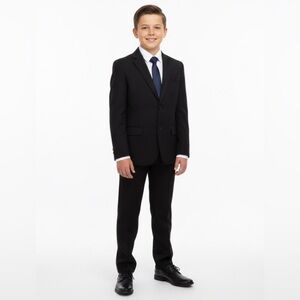 Young Man Preteen Teen Black Shimmering 2 Piece Black Formalwear Dressy Suit